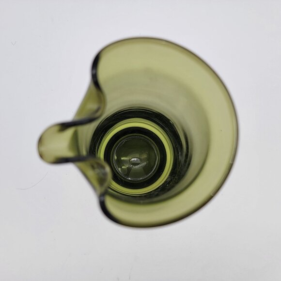 Mid Century Olive Avocado Green Handleless Pitcher - Picture 2 of 4